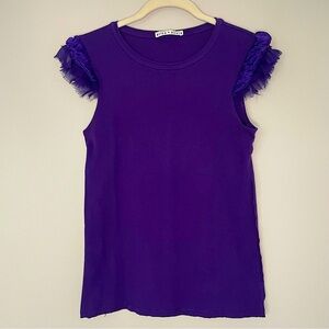 Alice and Olivia Purple Puff Sleeve Top